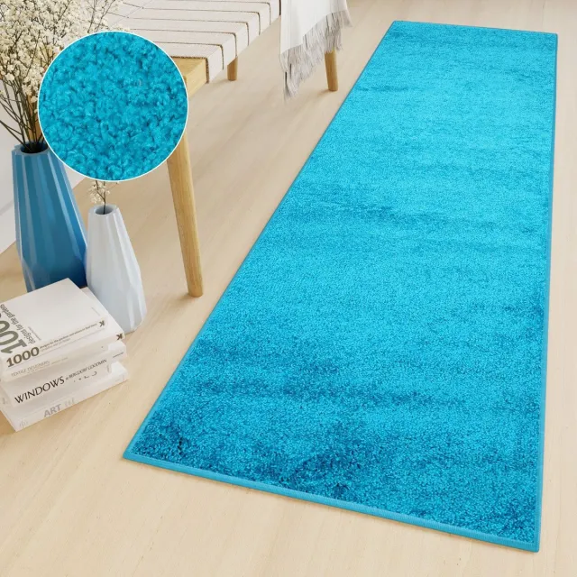 Tapiso Delhi Vloerkleed Blauw Hoogpolig Loper Blauw 3