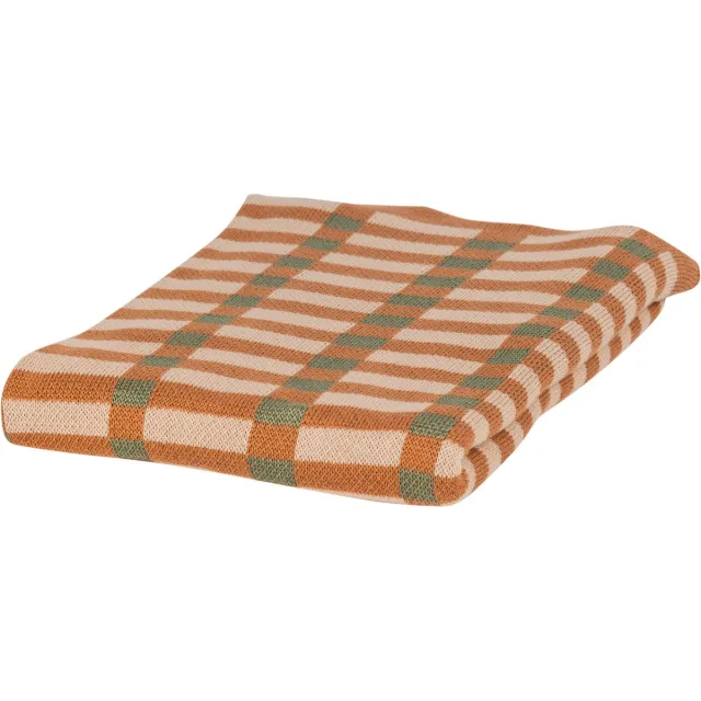 WOOOD Vola Kleed - Katoen - Groen/Oranje - 1x170x130