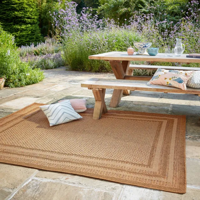 flycarpets Binnen & Buitenkleed Layla Border - Naturel / Multi