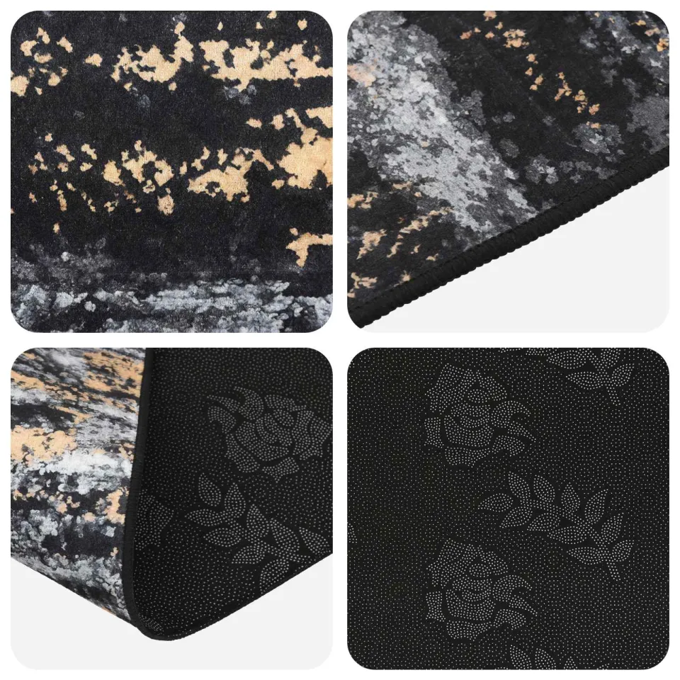 vidaXL Vloerkleedloper LESAKA Zwart en Goud 100 x 200 cm, foto 4