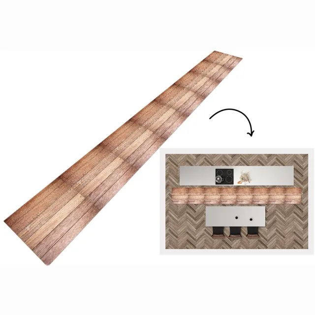 KitchenYeah Keukenloper 480x60 cm - Keukenmat vinyl Eikenhout - Planken - Patronen - Keukenmatten loper - Keuken vloerkleed tapijt