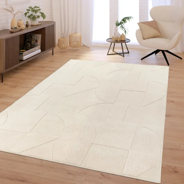 TT Home Woonkamer tapijt slaapkamer hoogpolig zacht wasbaar effen 3D look modern 80 x 150 cm Rechthoek 80 x 150 cm Rechthoek beige