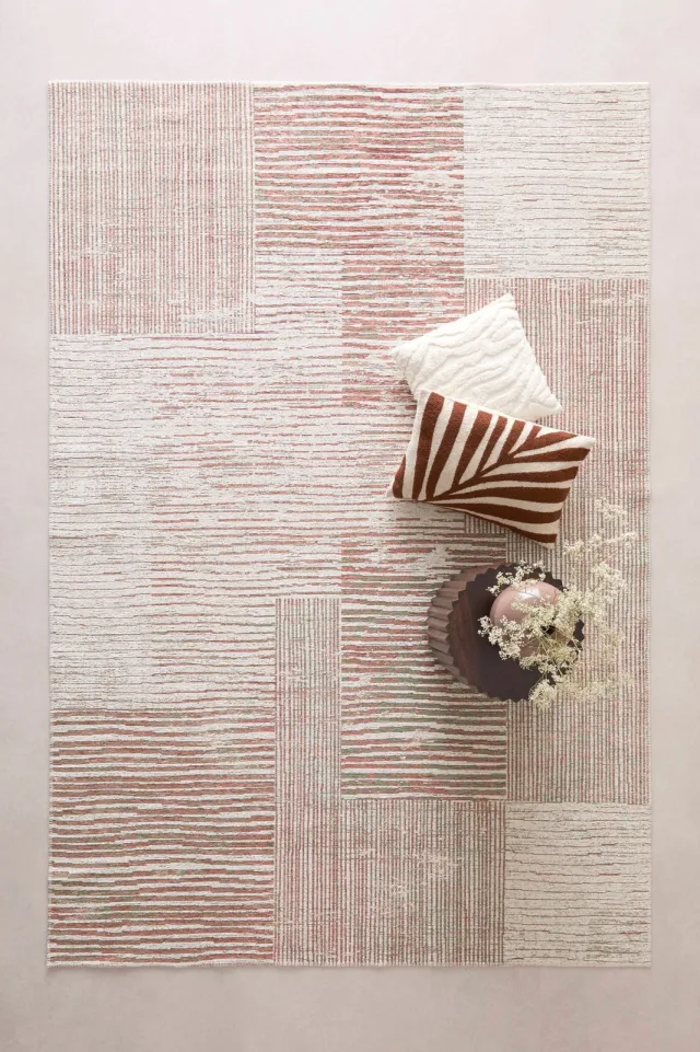 NOUS Living vloerkleed Tammie brique/crème/groen