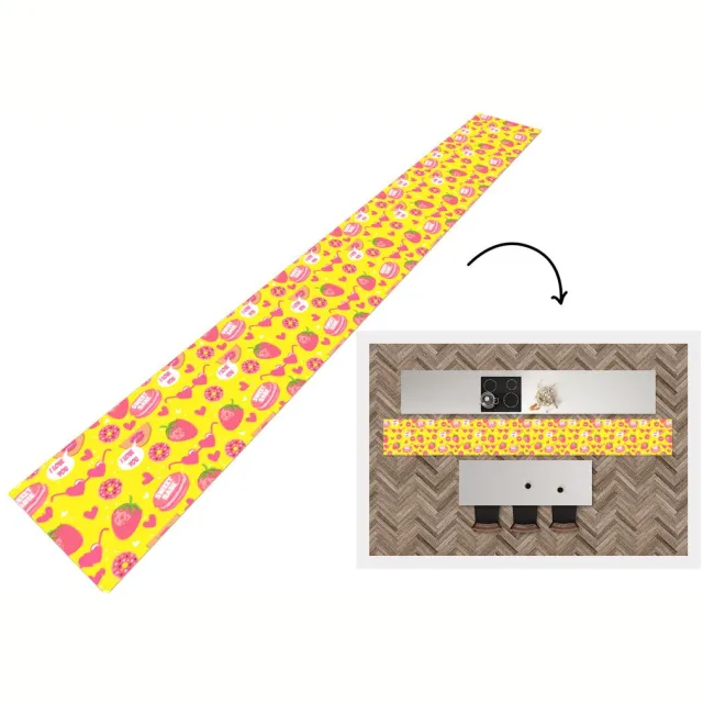 KitchenYeah Keukenloper - Keukenmat - Eten - Patroon - Roze - Keuken vloerkleed Multicolor