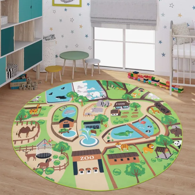 TT Home Kinderkamertapijt tapijt jongen meisje kinderkamertapijt baby antislip straat 160 x 160 cm Rechthoek 160 x 160 cm Rechthoek beige