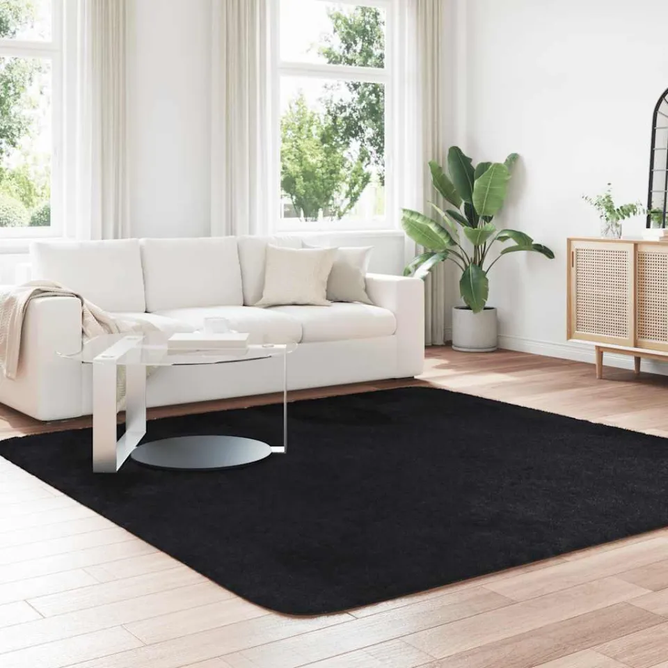 vidaXL Hoogpolig vloerkleed NAVARRA 240x240 cm polyester zwart, foto 2