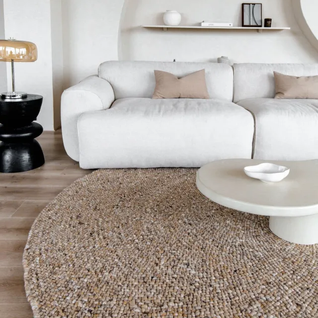 Eva Interior Rond Wollen Vloerkleed Palermo Bruin Gemeleerd Eva Interior - Rond 240 Ø - (XL)