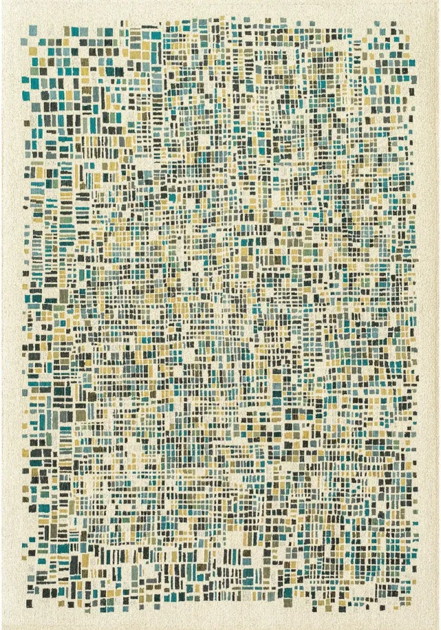 Louis de Poortere Wasbaar Binnen & Buiten Vloerkleed - 170 x 240 cm - Louis De Poortere Cubik Midnight - Laagpolig Tapijt - Gerecycled PET - Made in Belgium - Circulair Groen
