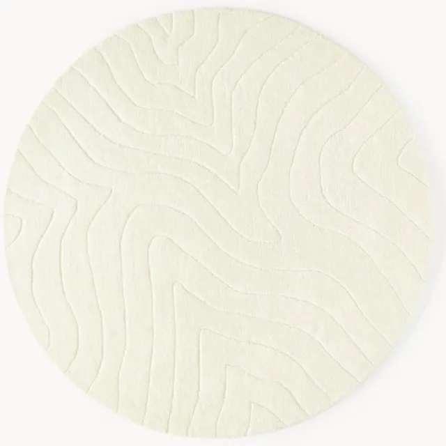 Westwing Collection Rond wollen vloerkleed Aaron, handgetuft Wit