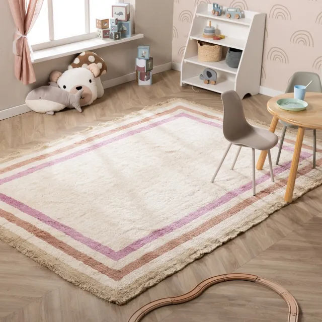 Little Olly Wasbaar kindervloerkleed - Milo Roze | 100% katoen - 140x200cm