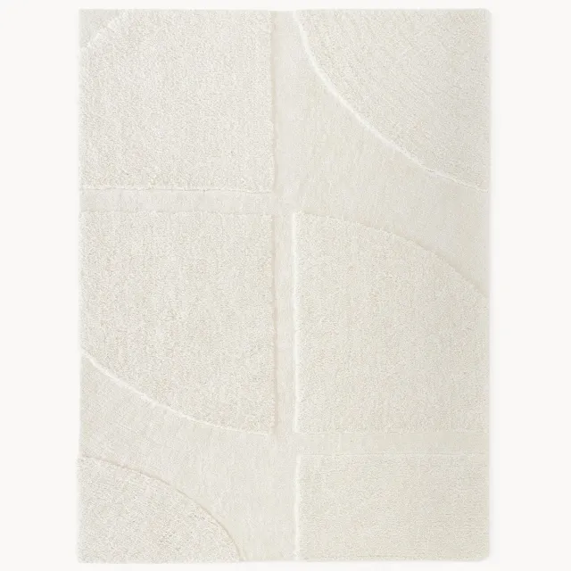 Westwing Collection Pluizig hoog-laag vloerkleed Jade Wit