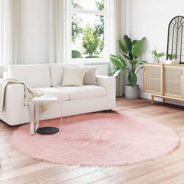 vidaXL Tapijt van imitatie TAFALLA Roze Ø 200 cm Polyester, foto 2
