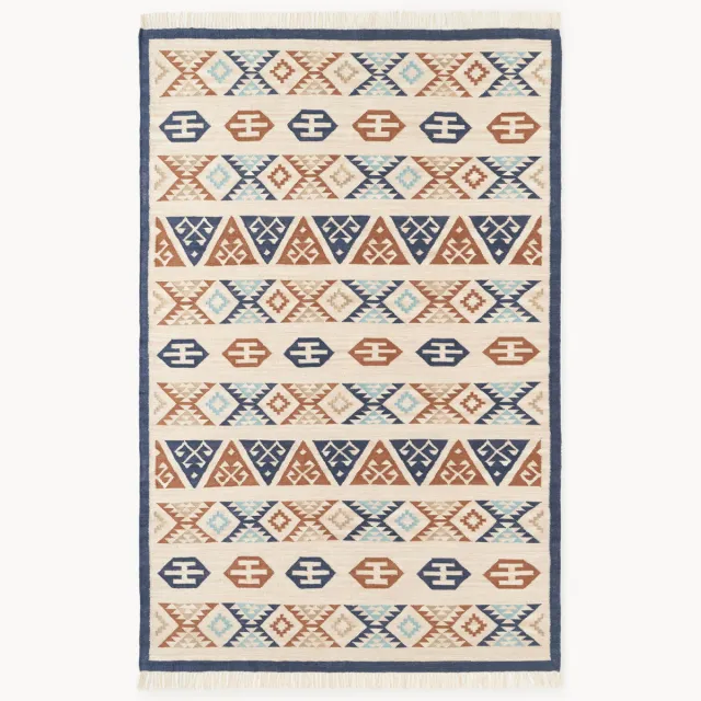 Westwing Collection Handgeweven Kelim vloerkleed Anisa van wol Kleurrijk