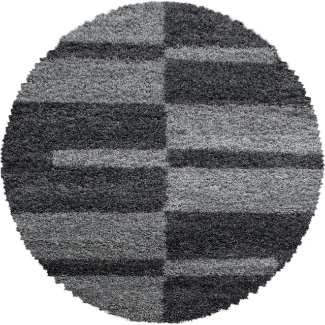 Ayyildiz Gala – Hoogpolig vloerkleed – Grijs – Ruit – Ø 80 cm rond