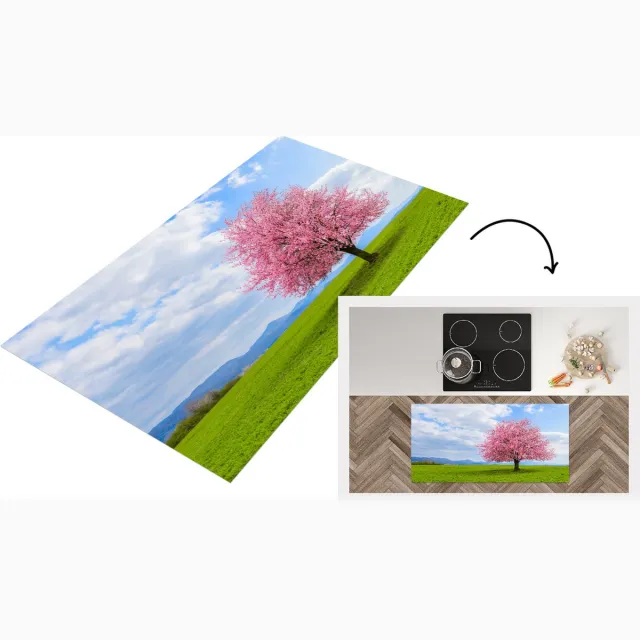 KitchenYeah Keukenloper - Loper keuken - Sakura - Kleuren - Lente - 120x60 cm - Keukenloper vinyl Multicolor