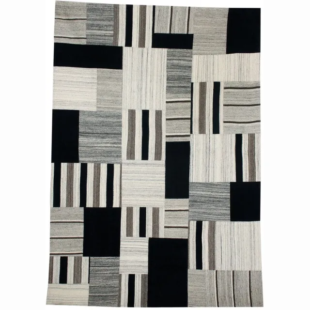Padiro design laagpolig vloerkleed 160 x 230 cm - lichtbeige - modern geometrisch patroon - voor vloerverwarming - van wol en katoen