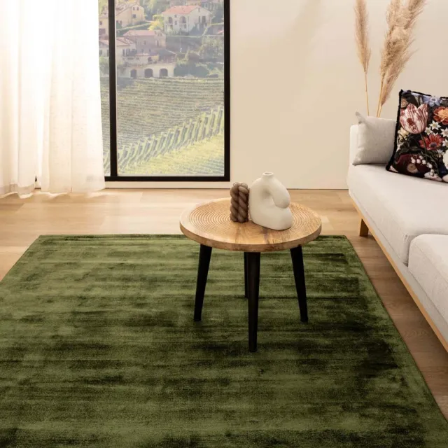 Paon Brillant Viscose vloerkleed vierkant - Glamour groen 160x160
