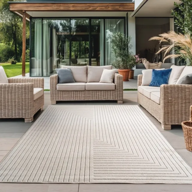 TapisTrend Buiten- en terraskleden Room 80x250 cm Crèmekleurig buitenkleed voor woonkamer en slaapkamer, UV-bestendig, natuurlijke uitstraling, comfortabel