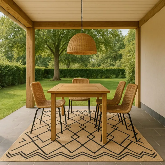 MISOU Vloerkleed - Rechthoek - Tapijt - Woonkamer - Veranda - Slaapkamer - Kleed - 150x200cm - voor Binnen en Buiten - NAOMI Bruin