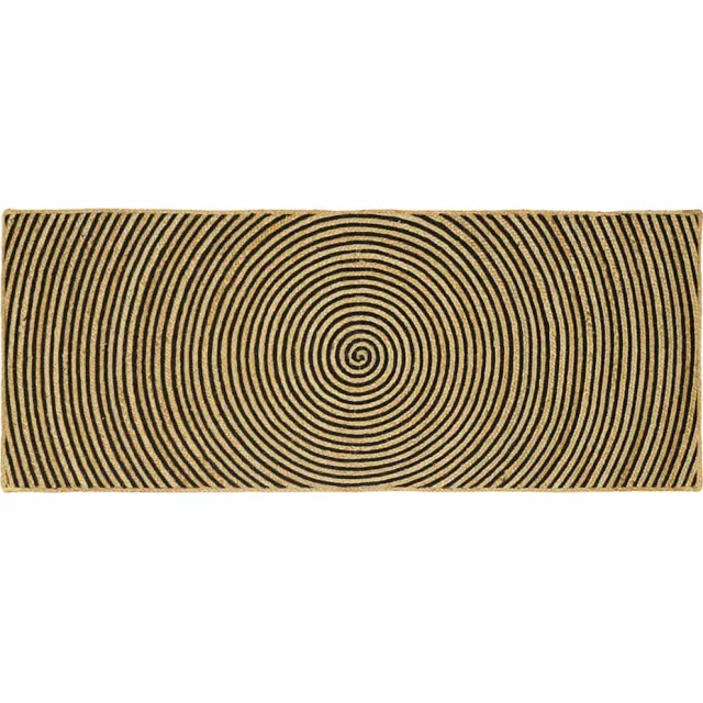 vidaXL Gebied Tapijt Naturel en Zwart 80 x 200 cm Jute