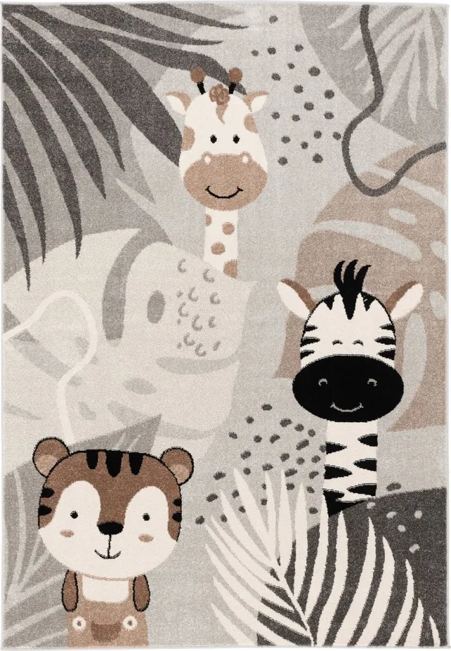 Pergamon Kindertapijt Softstar Kids Safari Friends Grijs