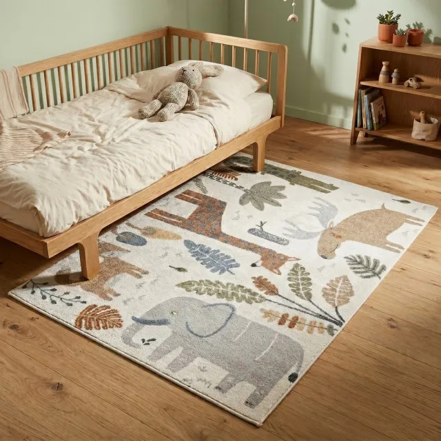 Little Olly Wasbaar kindervloerkleed - Mace Animals Creme - 140x200cm Crème