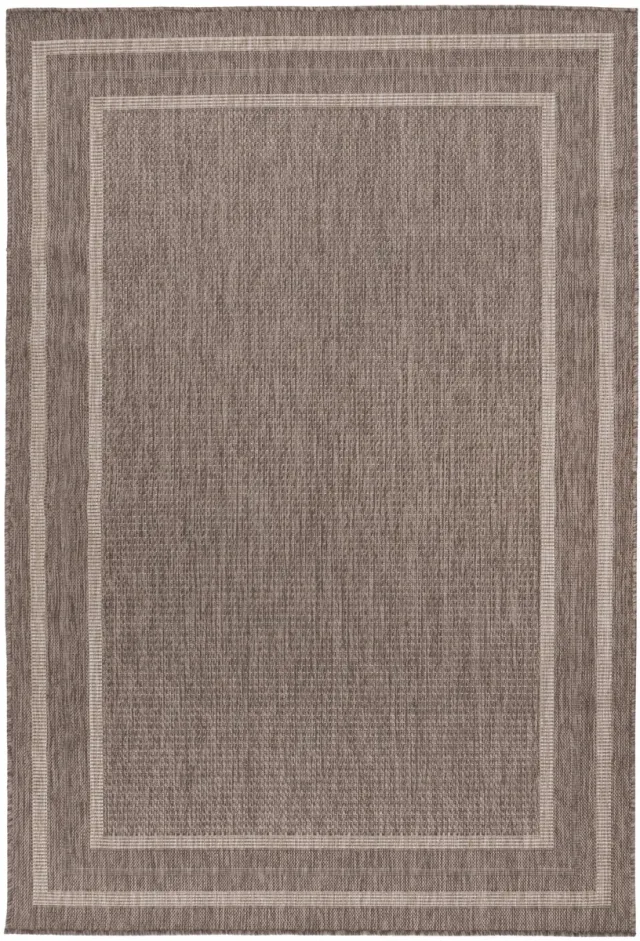 Padiro platgeweven designvloerkleed 80 x 150 cm - donkerbeige - modern geometrisch patroon - voor binnen en buiten - voor vloerverwarming - van polypropyleen