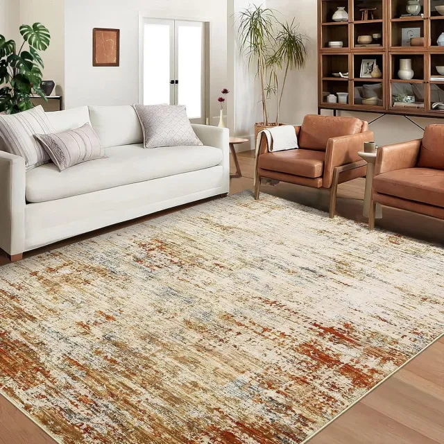 Triumpunpre Vloerkleed Abstract Oranje 240x340 cm Fluweel Pearl Velvet TPR Opvouwbaar