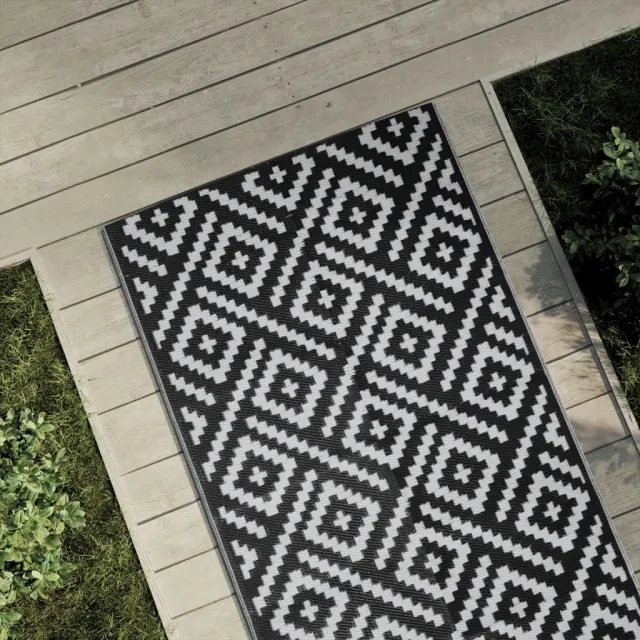 vidaXL Buitenkleed ARAKIL 80x250 cm polypropeen wit en zwart