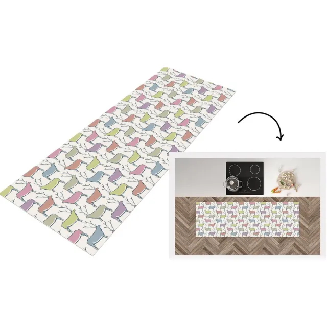 KitchenYeah Keukenloper - Loper keuken - Patronen - Hert - Beige - Keukenloper vinyl, foto 3