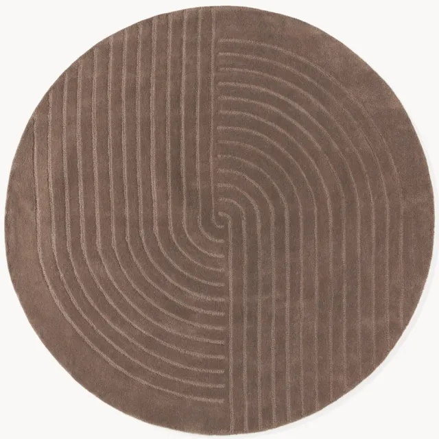 Westwing Collection Rond handgetuft wollen vloerkleed Mason Bruin