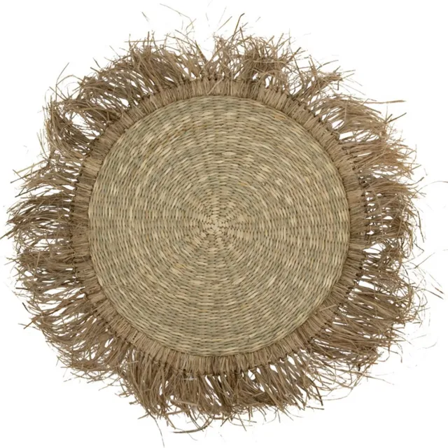 Mars & More zeegras vloerkleed rafels dia 90cm Bruin
