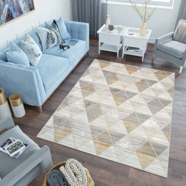 Tapiso Asthane Vloerkleed Grijs Oranje Woonkamer Slaapkamer Tapijt Grijs2