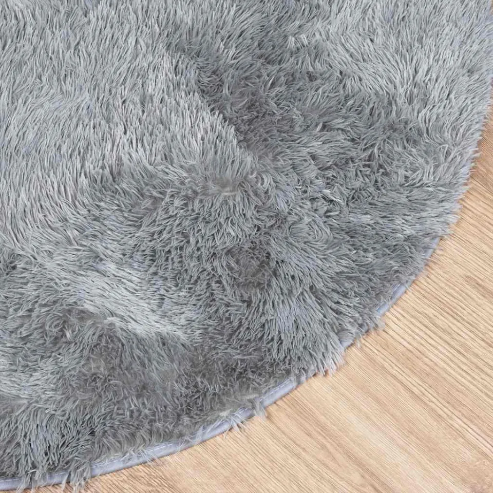 vidaXL Hoogpolig vloerkleed NAVARRA 120x120 cm polyester lichtgrijs grijs, foto 4