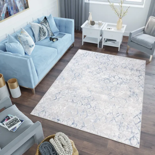 Tapiso Sky Vloerkleed Grijs Blauw Modern Slaapkamer Tapijt