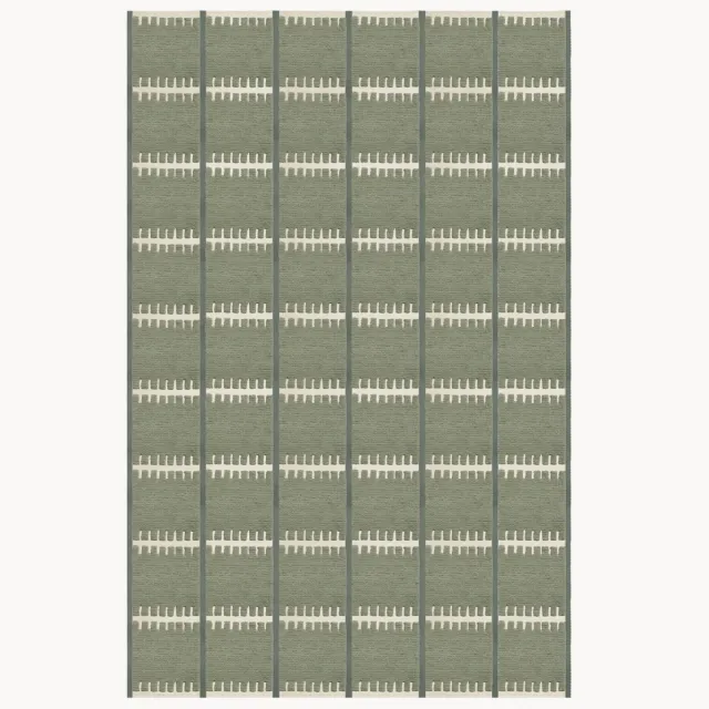 Layered Handgeweven wollen vloerkleed Swedish Homage Lilly met hoog-laag structuur Groen