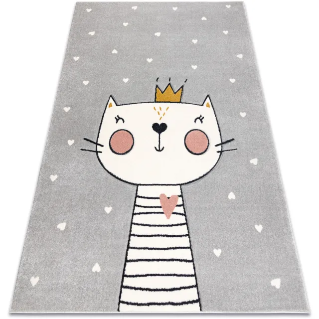 RUGSX Kleden Rugsx KIDDO tapijt 6106 lichtgrijs / wit katje, 140x190 cm