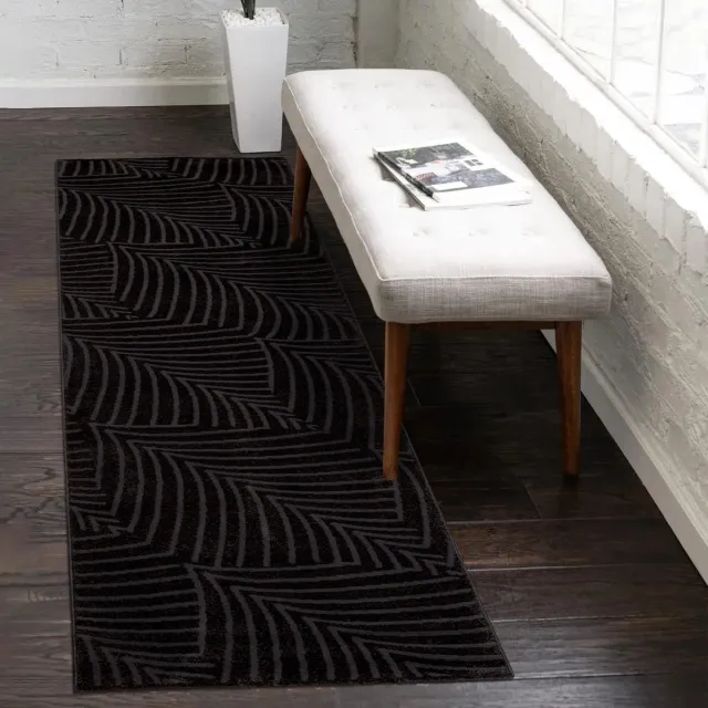 Carpet City Tapijt voor half - zwart, antraciet - lange pool, 3D effect, glansgaren - geo-patroon, bloemen - moderne tapijtloper slaapkamer, woonkamer, eetkamer zwart grijs