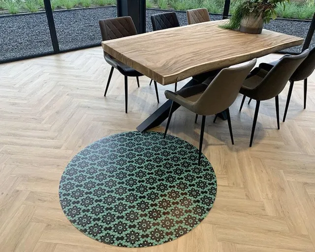 Veldhuizen Grafisch Effect Eigen foto op Vloerzeil rond 150 x 150 cm | Vinyl met anti-slip laag | Unieke vloerkleed Full-colour