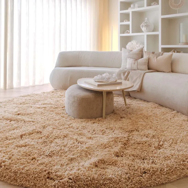 Nordic Weavers Shaggy vloerkleed rond - Sveve beige 80