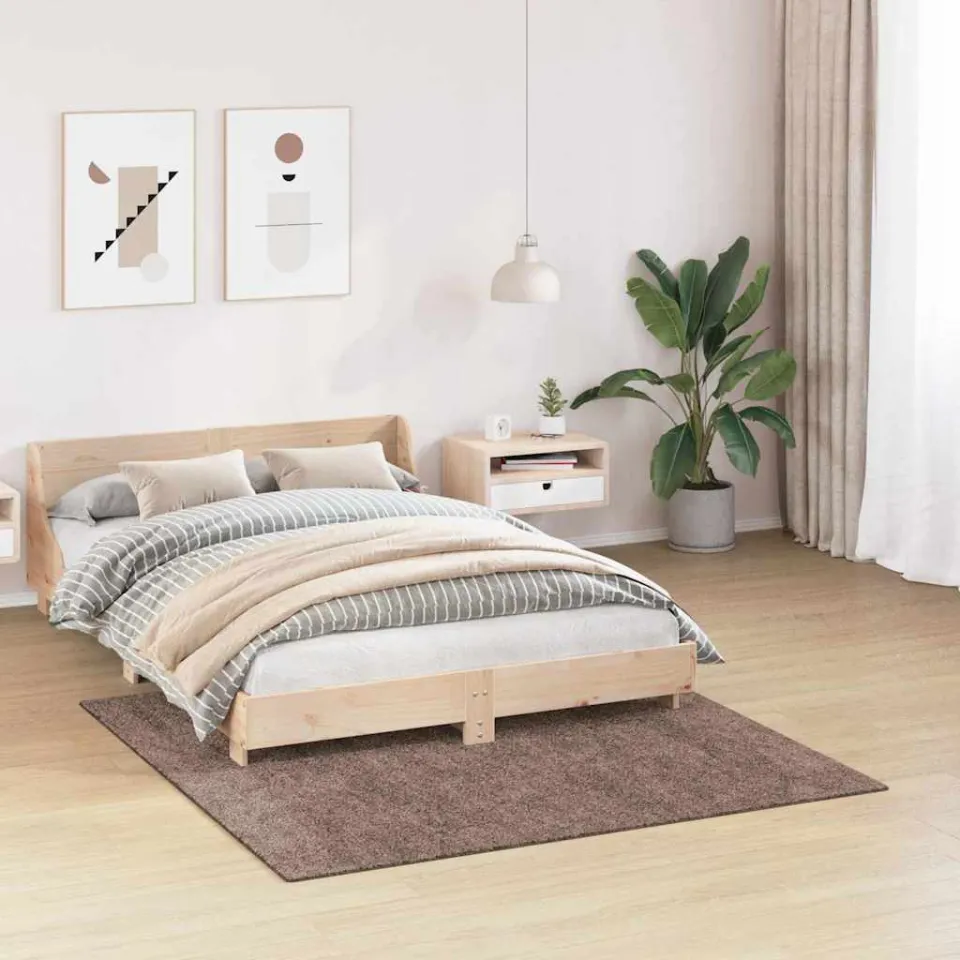 vidaXL Antislip Shaggy Tapijt Bruin 160 x 160 cm PP, foto 3
