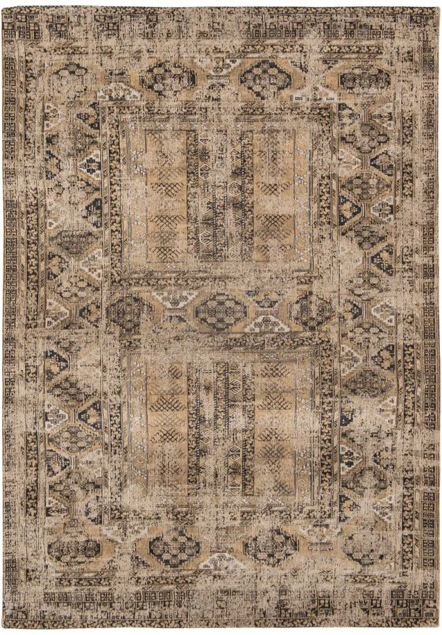 Louis de Poortere Wasbaar Binnen & Buiten Vloerkleed - 240 x 340 cm - Louis De Poortere Hadschlu Agha Old Gold - Laagpolig Tapijt - Gerecycled PET - Made in Belgium - Circulair Beige