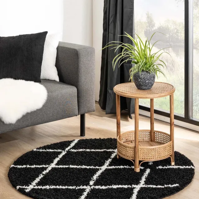 Boho&me Rond berber vloerkleed - Habitat zwart/wit 240