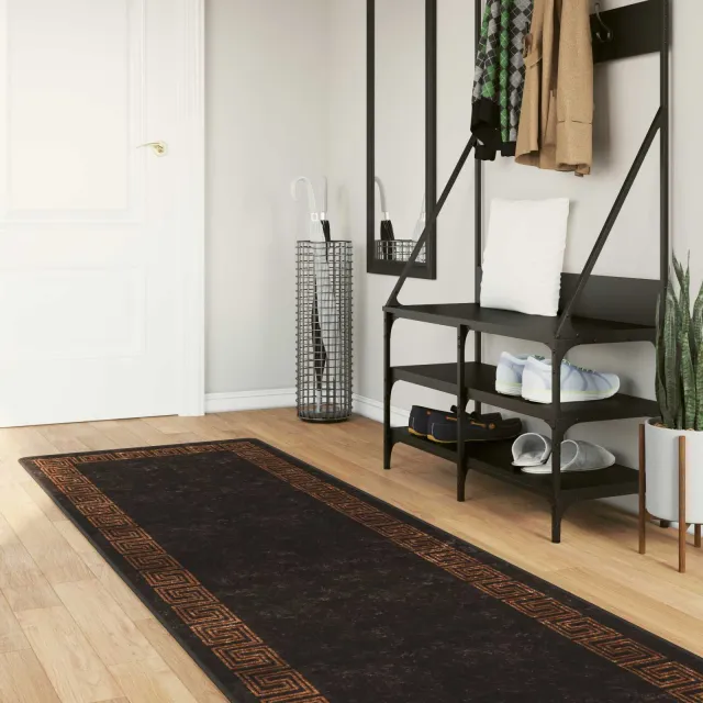 vidaXL Vloerkleedloper MARSA Zwart 80 x 350 cm Polyester en PVC, foto 2