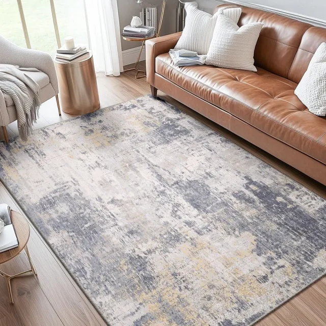 Ibenzoa Modern Abstract Woonkamer Tapijt - 120 x 180 cm - Grijsgeel