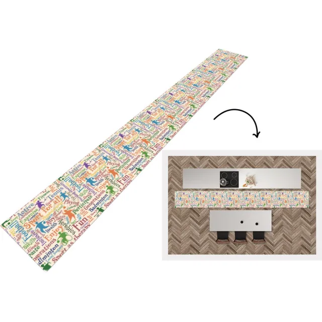 KitchenYeah Keukenloper - Keukenmat - Patroon - Sport - Alfabet - Quotes - Keuken vloerkleed multicolor, foto 3