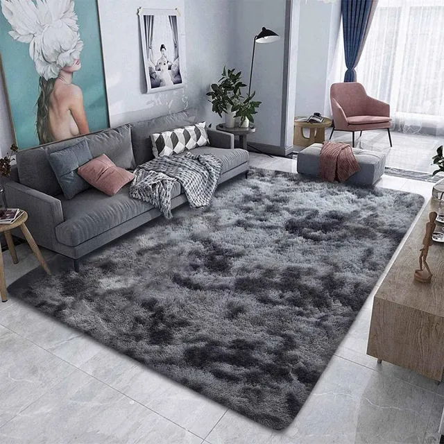 Unyqoos Zacht Hoogpolig Vloerkleed voor Slaapkamer en Woonkamer in Zwart-Wit Design Zwart/Wit