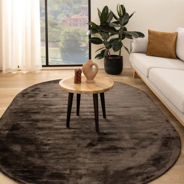 Paon Brillant Viscose vloerkleed ovaal - Pearl donkerbruin 160x240