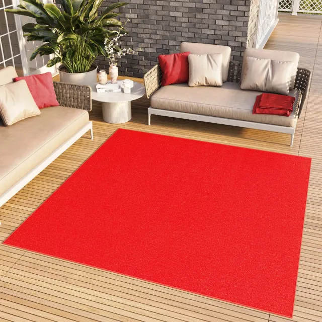 Tapiso Mono Square Vloerkleed Rood Laagpolig Vierkant Tapijt, foto 3