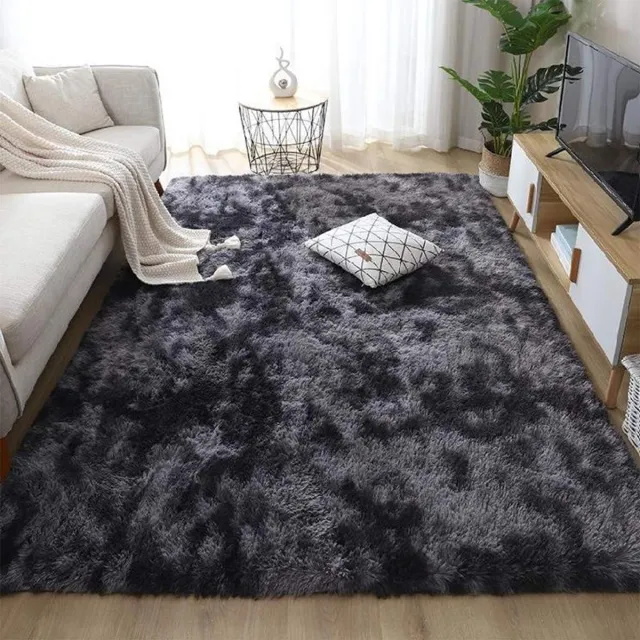 Unyqoos Stijlvol en Zacht Hoogpolig Vloerkleed voor Woonkamer en Slaapkamer zwart